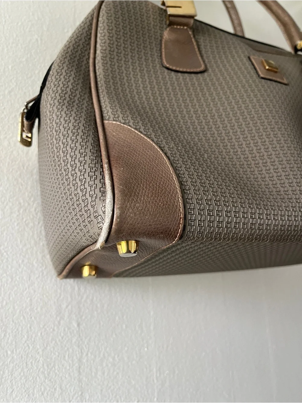 Stepan Made In Italy Structured Brown Satchel with Gold Accent Hardware